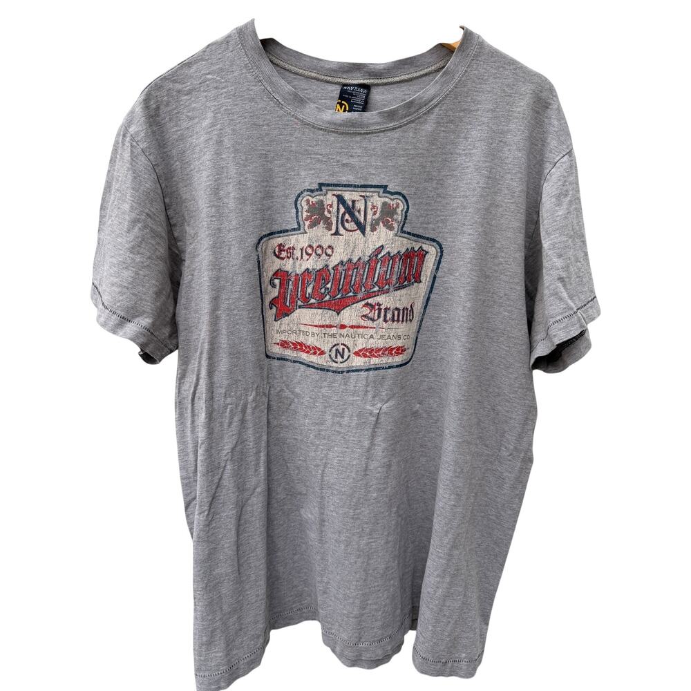 Nautica Gray T-Shirts Jeans Company Premium Brand Graphic T-Shirt L